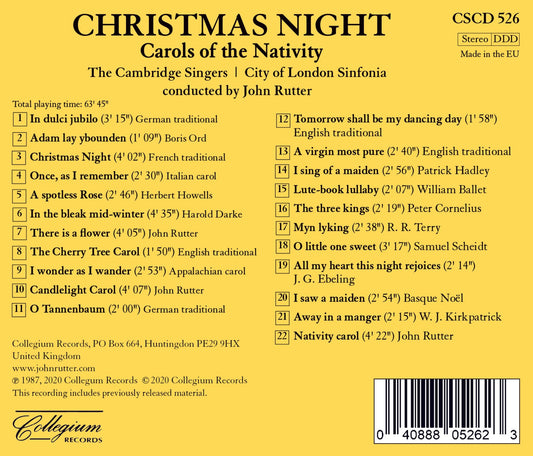 Christmas Night: Carols of the Nativity / John Rutter; Cambridge Singers