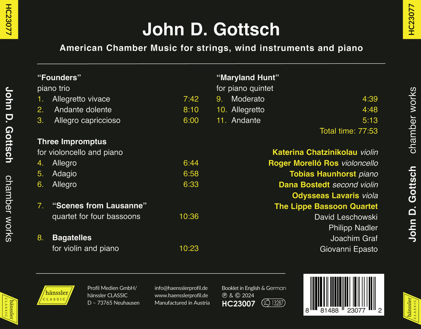 Gottsch: American Chamber Music For Strings, Wind Instrument Founders Trio, Katerina Chatzinikolau, Roger Morello Ros, Tobias Haunhorst, Dana Bostedt, Odysseas L