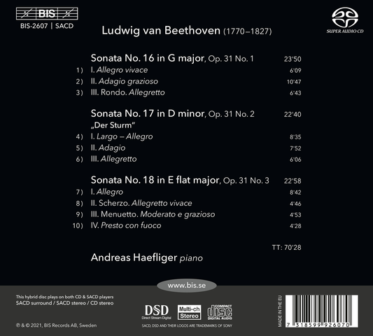 Beethoven: Piano Sonatas, Op. 31