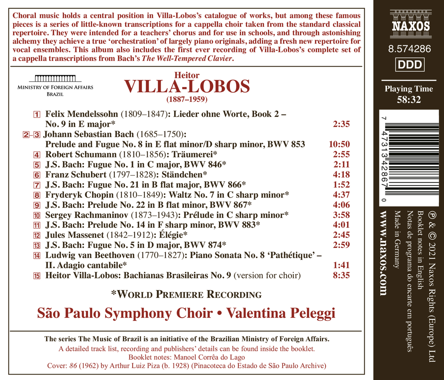 Villa-Lobos: Choral Transcriptions Sao Paulo Symphony Choir, Peleggi