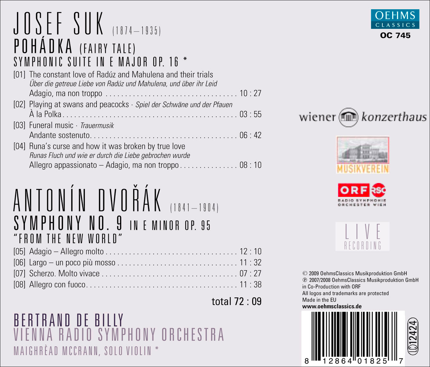 Dvorak, A.: Symphony No. 9, "From the New World" / Suk, J.: