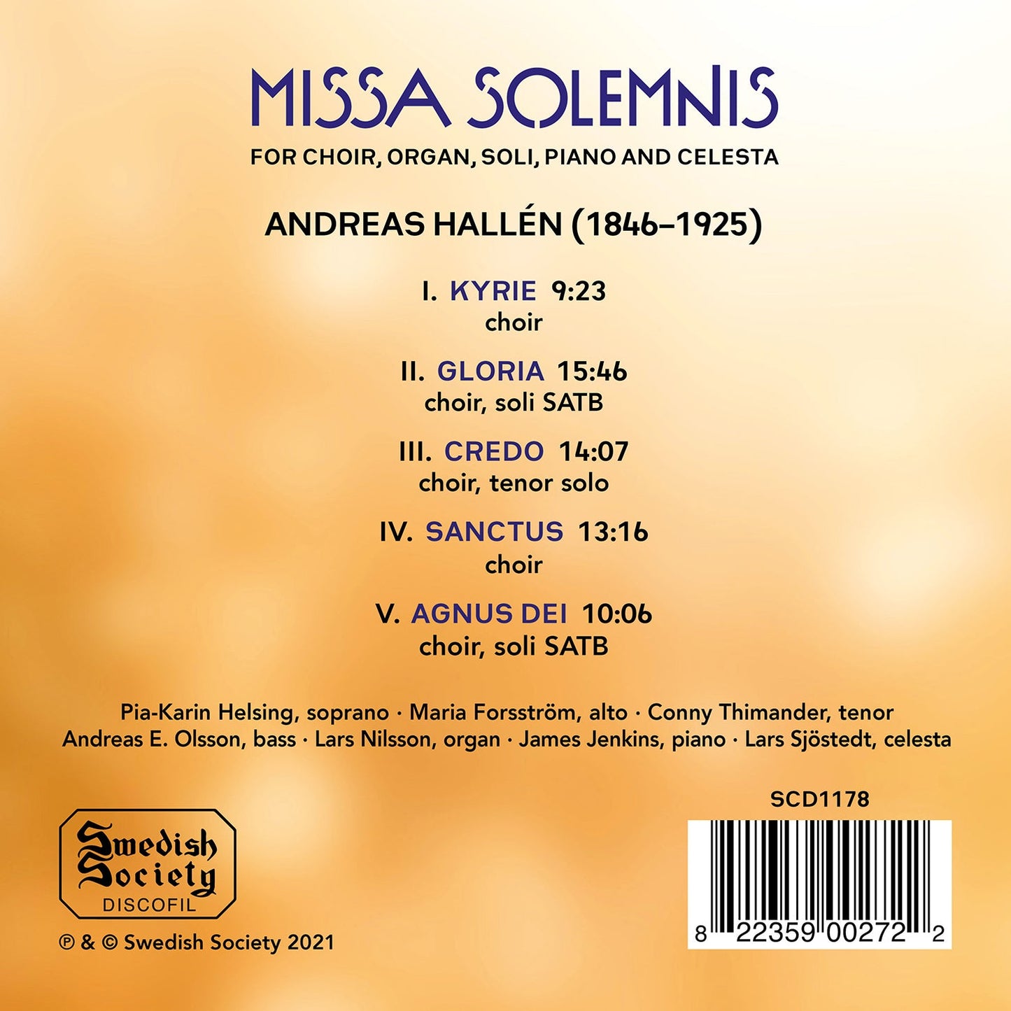 Hallén: Missa Solemnis Erik Westberg Vokalensemble