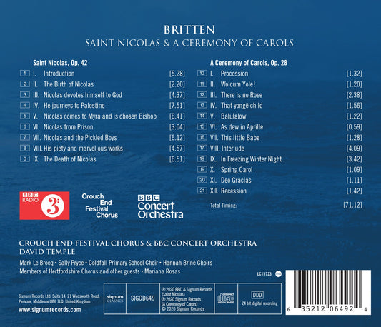 Britten: Saint Nicolas - A Ceremony of Carols