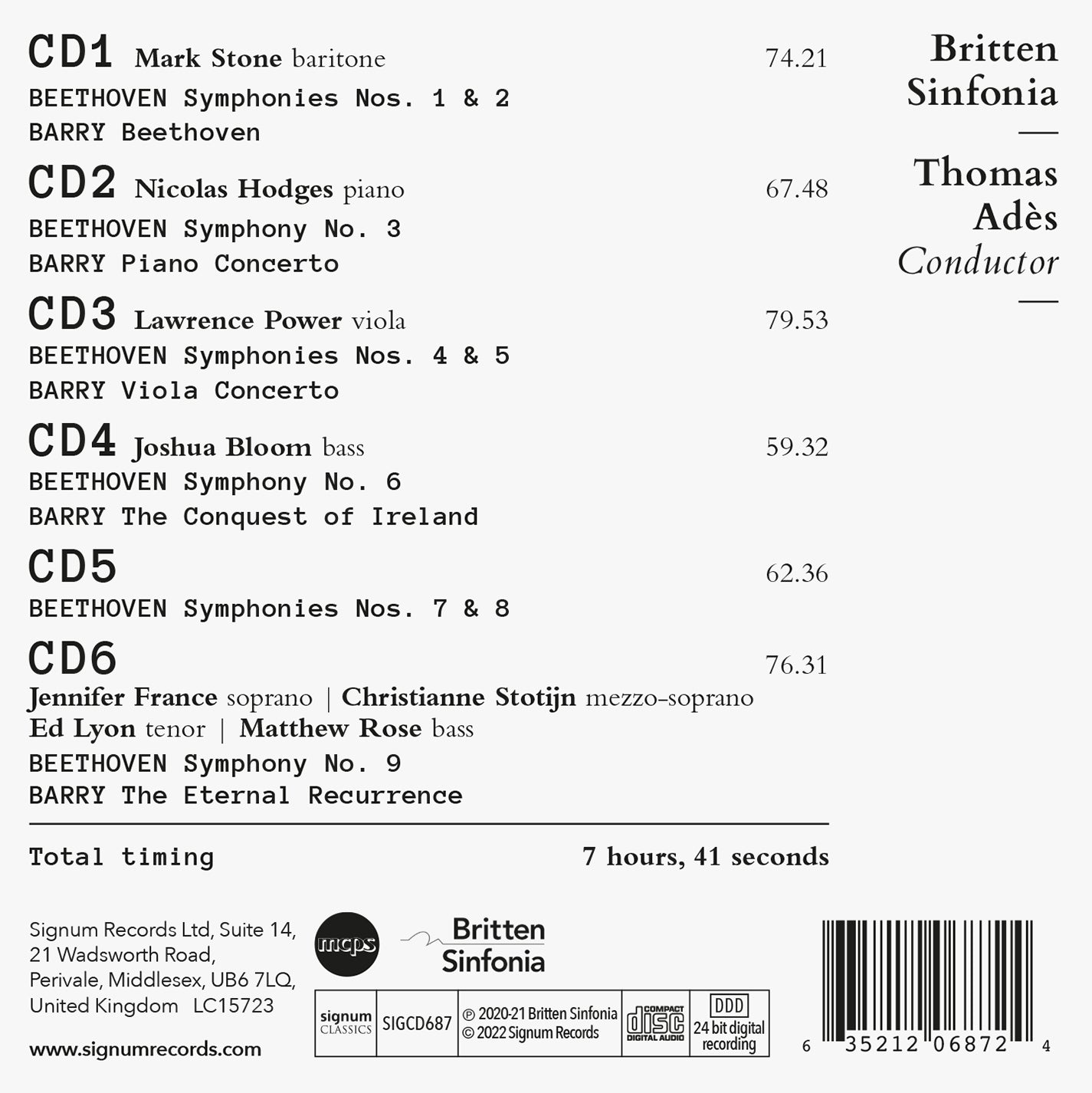 Beethoven: Complete Symphonies; Barry: Orchestral Works