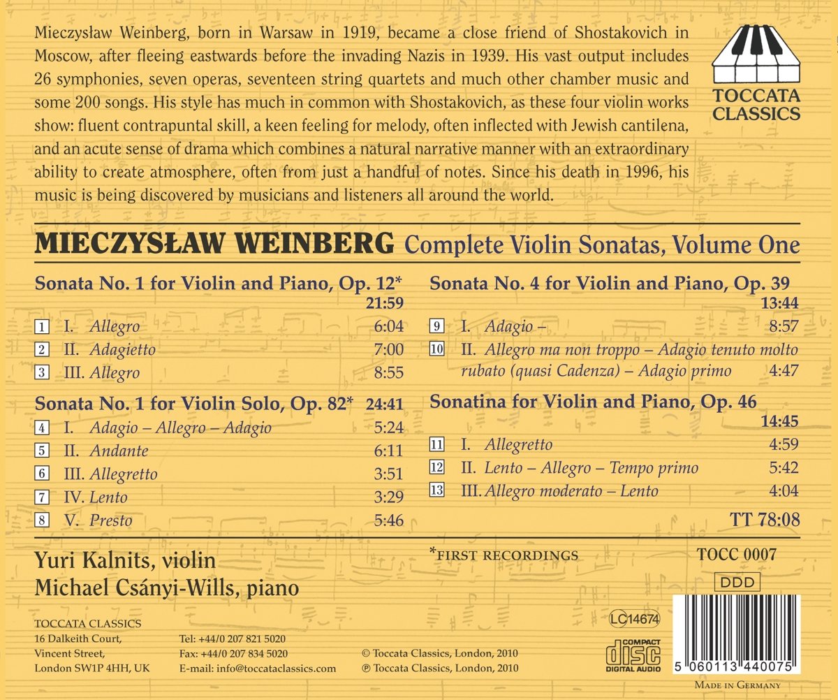 Weinberg: Complete Violin Sonatas, Vol. 1