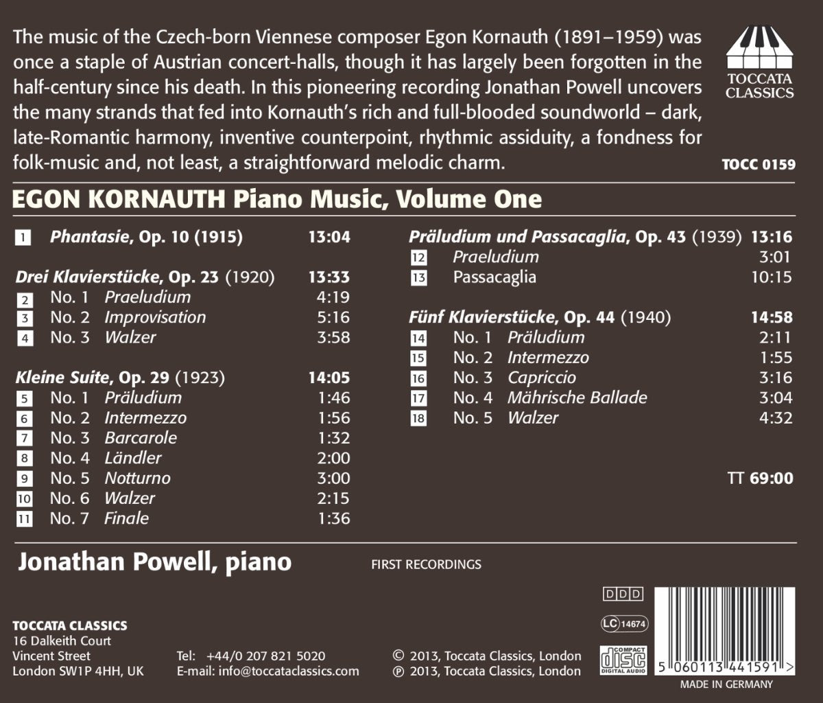 Egon Kornauth: Piano Music Vol. 1