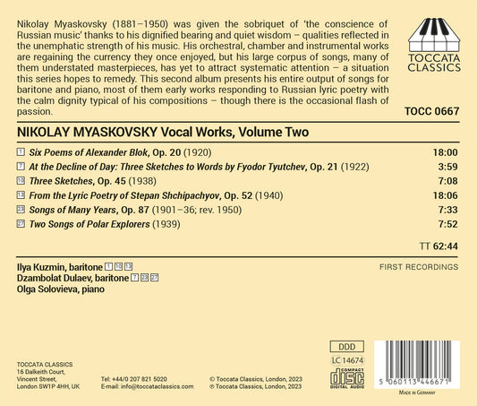 Myaskovsky: Vocal Works, Vol. 2