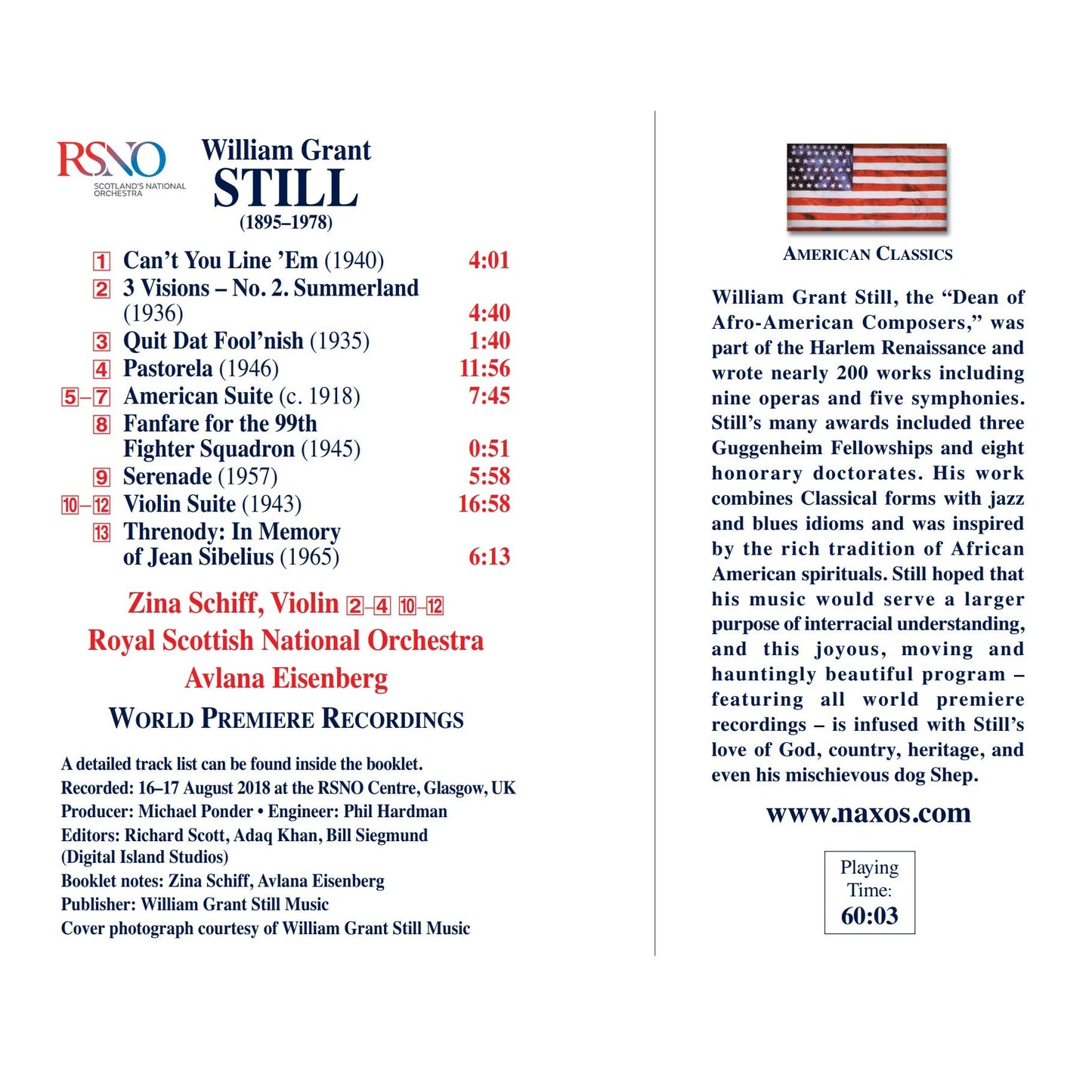 Still: Summerland; Violin Suite; Pastorela; American Suite