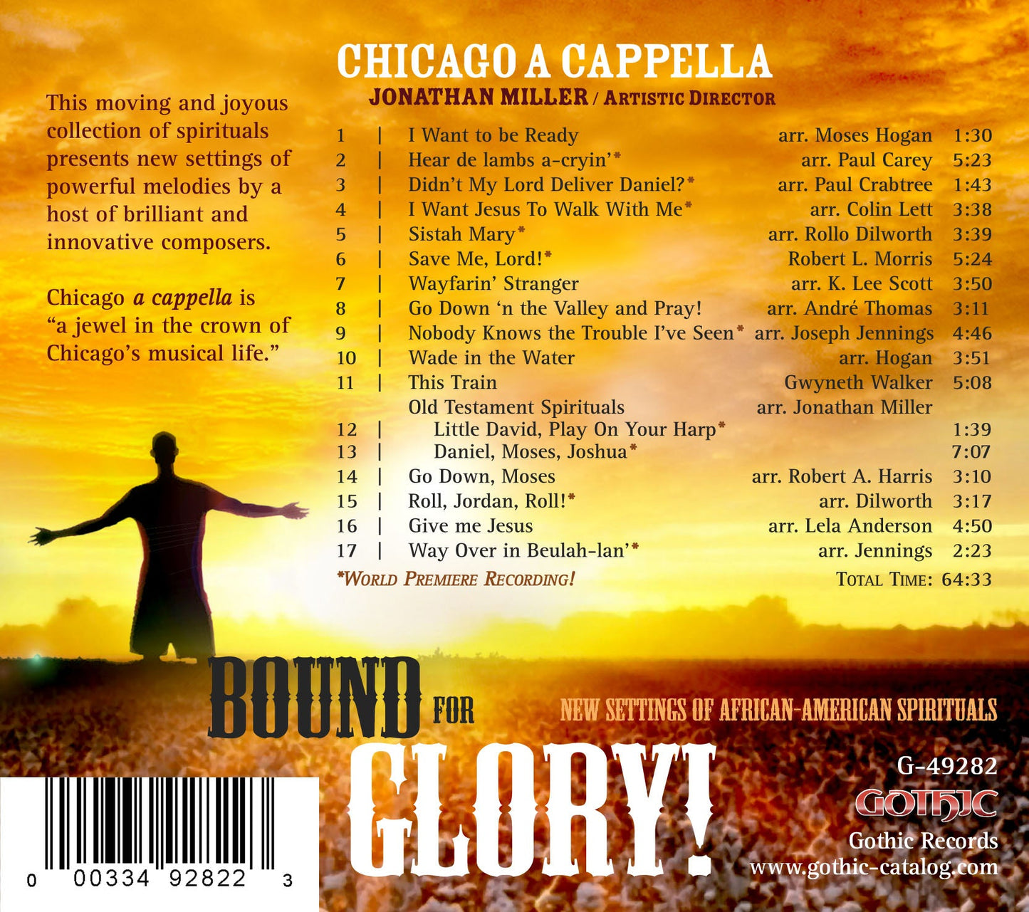 Bound For Glory! - New Settings Of African-American Spiritua  Chicago A Cappella, Miller