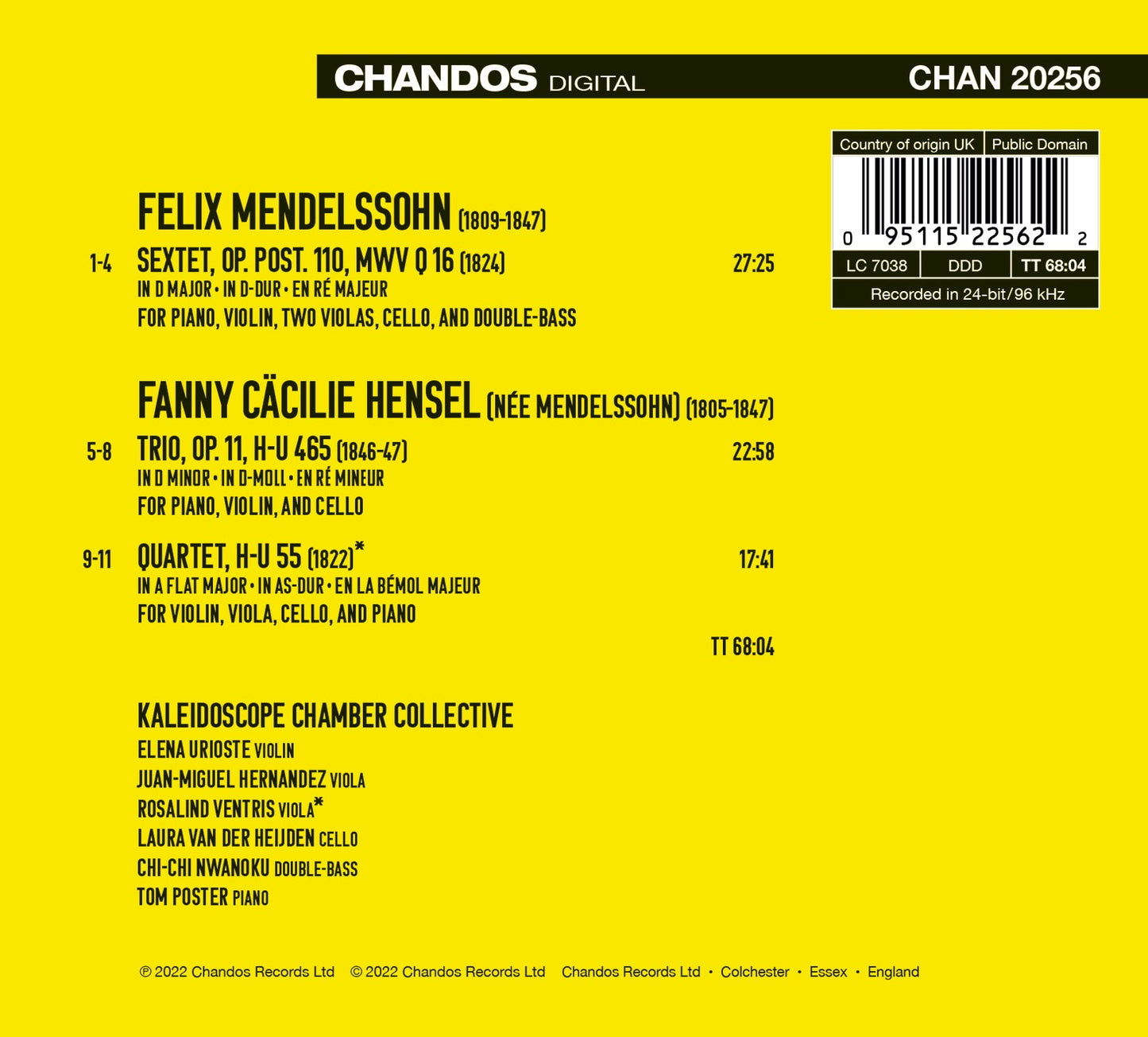 Fanny & Felix Mendelssohn: Piano Sextet; Piano Quartet; Pian
