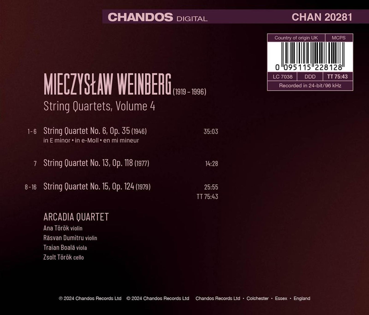 Weinberg: String Quartets, Vol. 4