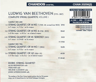 Beethoven: String Quartets, Vol. 1  Doric String Quartet