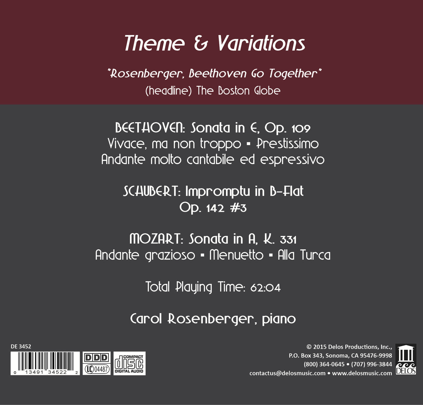 Beethoven, Schubert, Mozart: Theme & Variations / Carol Rosenberger