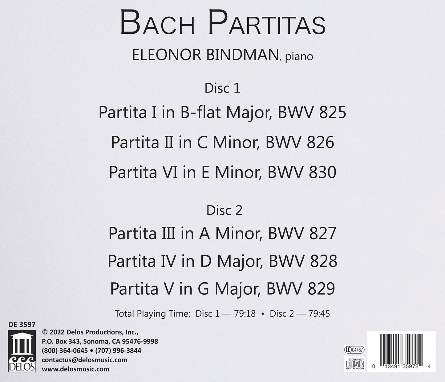 Bach: Partitas / Eleonor Bindman