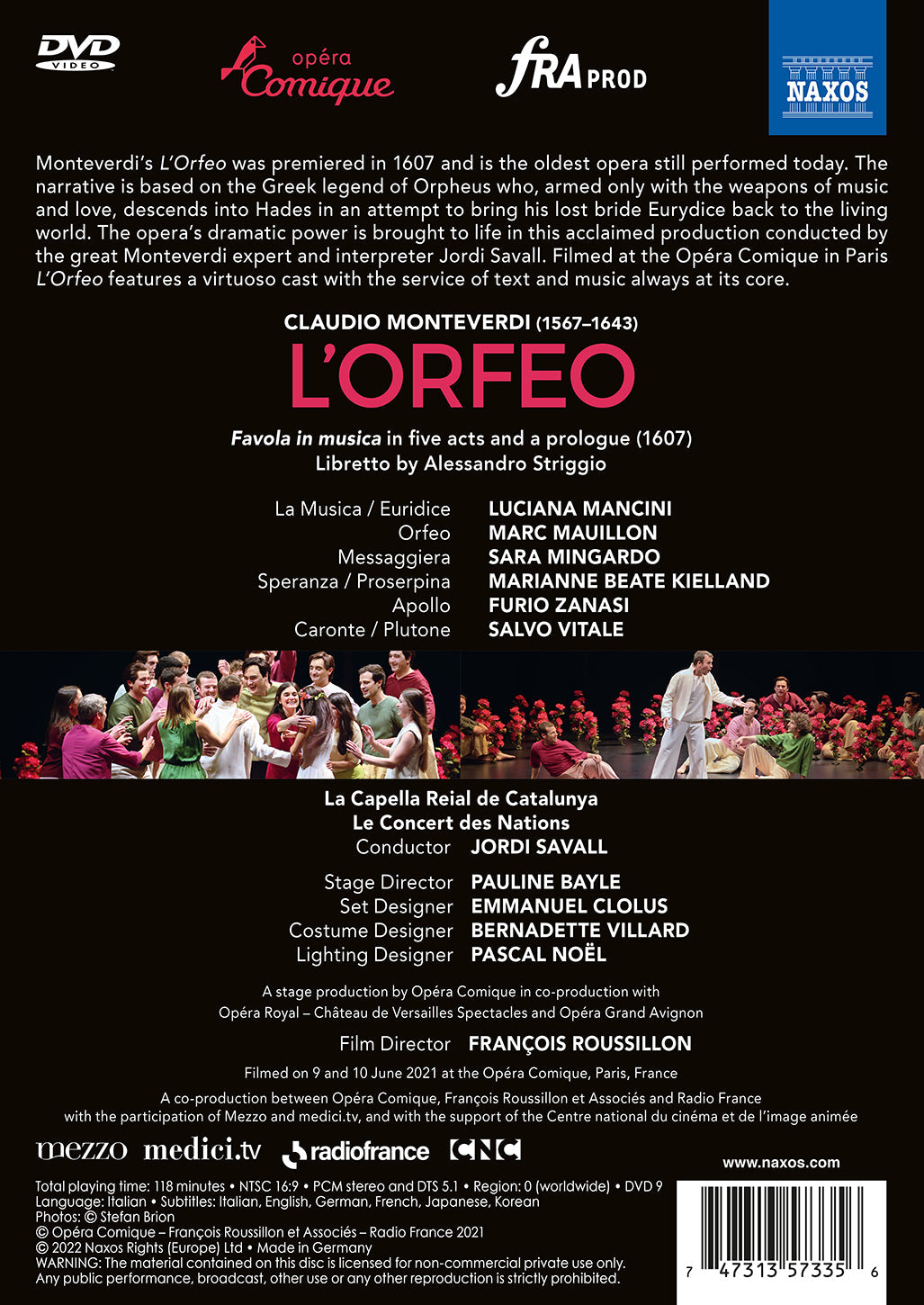 Monteverdi: L'Orfeo  Francois Roussillon, Furio Zanasi, Jordi Savall, La Capella Reial De Catalunya, Le Concert Des Natio