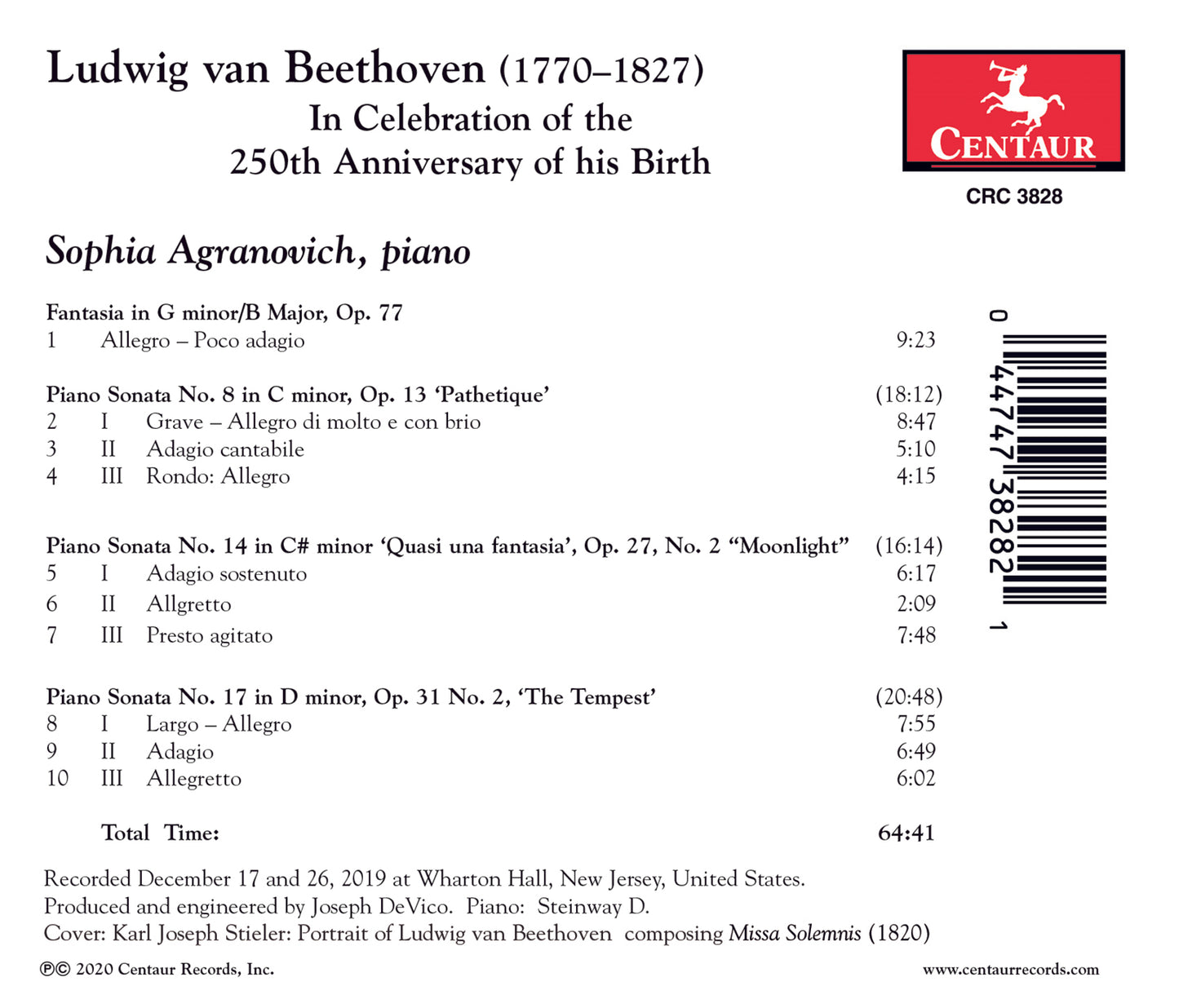 Beethoven: In Celebration Of The 250Th Anniversary Of His Bi