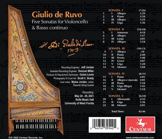 Ruvo: Five Sonatas For Violoncello & Basso Continuo