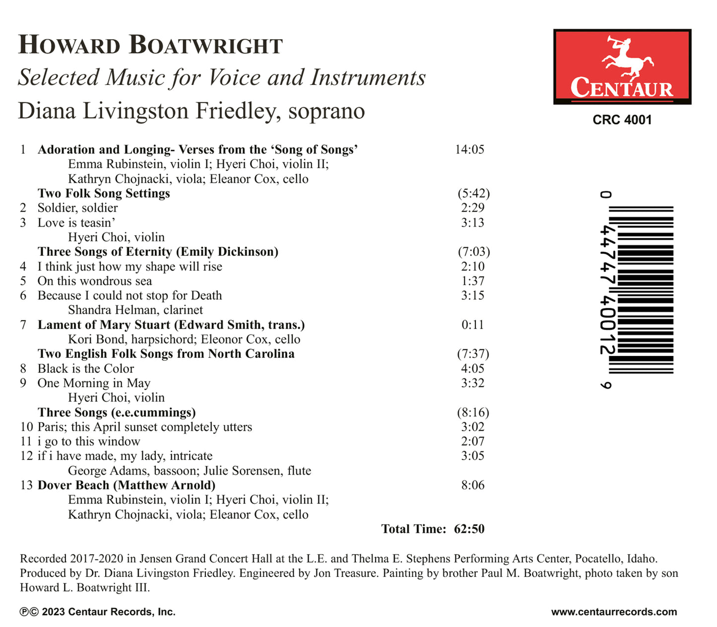 Boatwright: Selected Music for Voice & Instruments