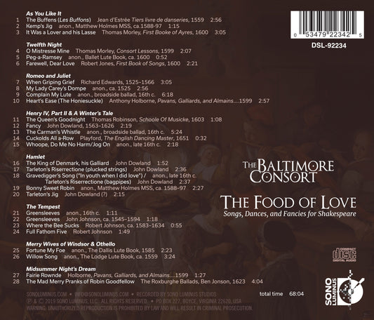 The Food of Love: Songs, Dances, and Fancies for Shakespeare