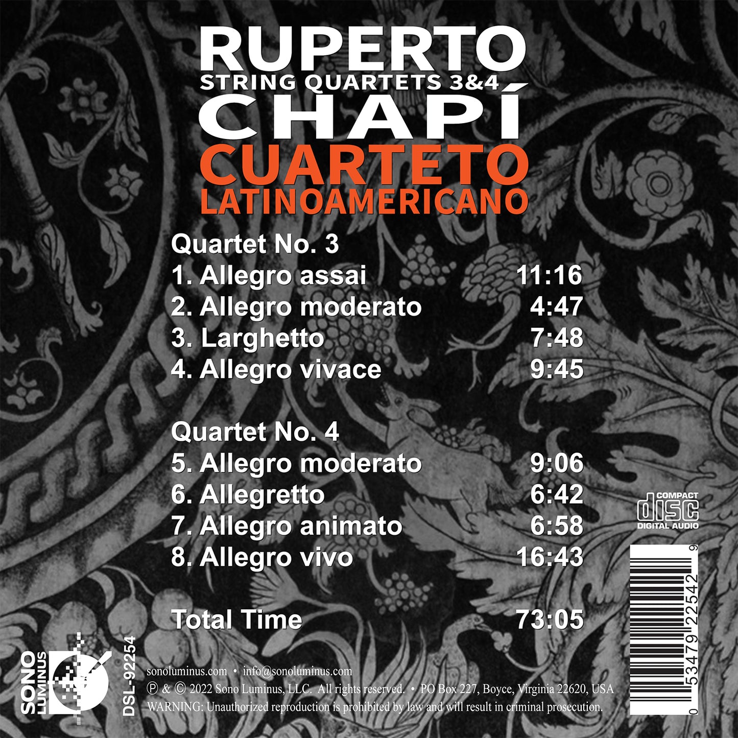 Chapi: String Quartets, Vol. 2