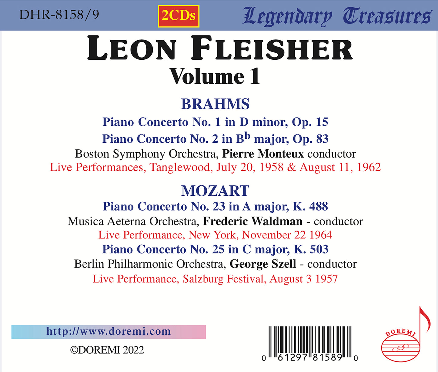 Leon Fleisher Live, Vol. 1