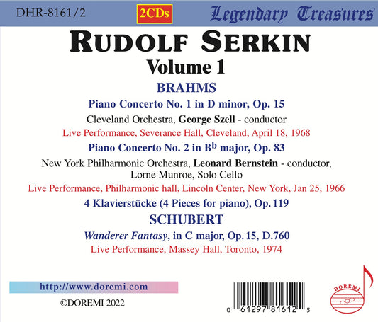 Brahms & Schubert: Rudolf Serkin Live, Vol. 1