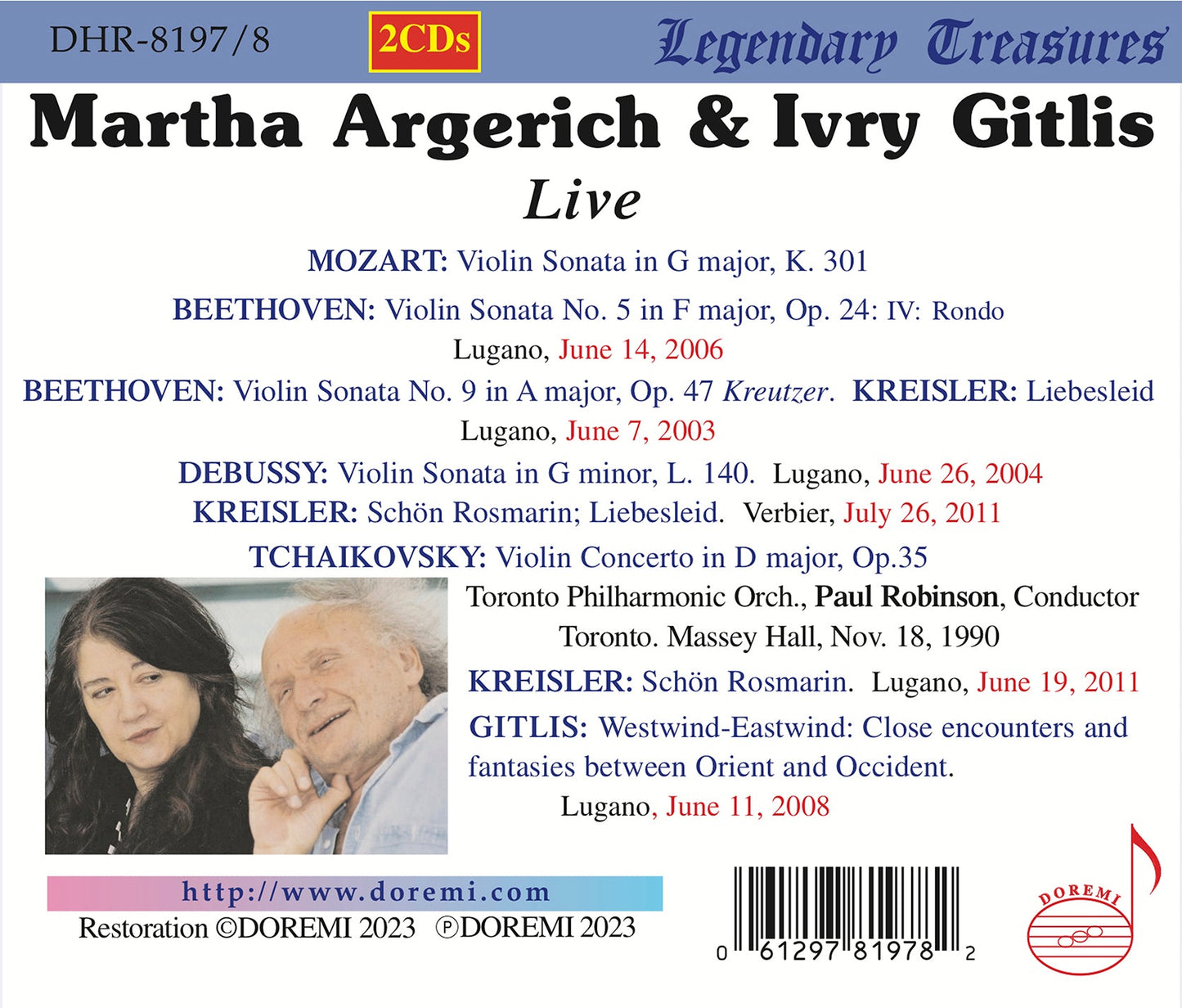 Beethoven, Debussy, Gitlis, Kreisler, Mozart & Tchaikovsky: