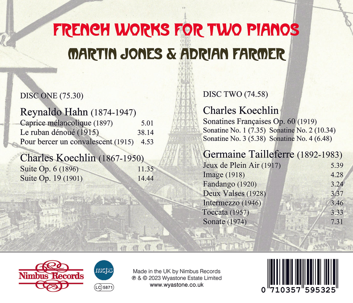 Hahn, Koechlin & Tailleferre: French Music For Two Pianos