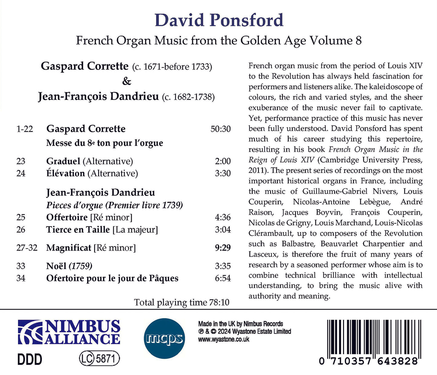 Corrette & Dandrieu: French Organ Music From The Golden Age,
