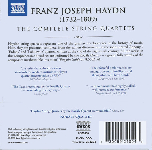 HAYDN, J.: String Quartets (Complete) (Kodaly Quartet) (25 C