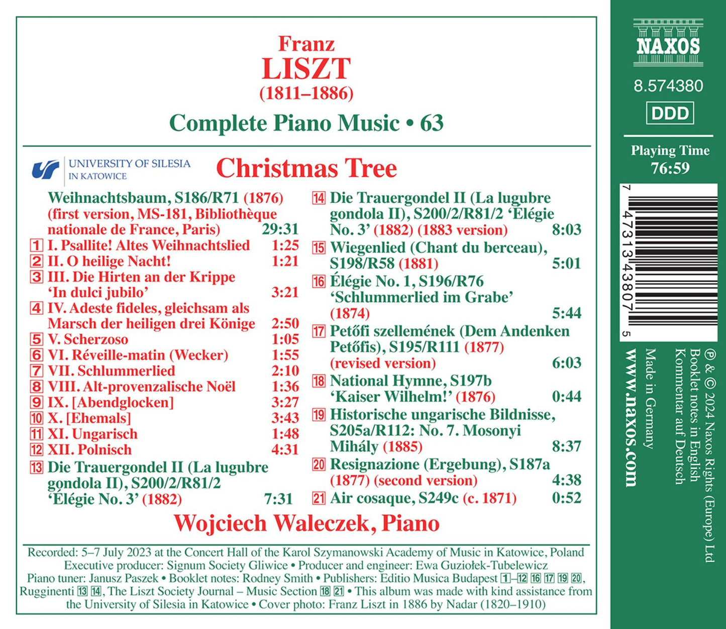 Liszt: Complete Piano Music, Vol. 63 - Christmas Tree