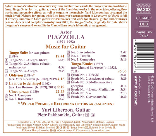 Piazzolla: Music for Guitar - Tango Etudes; Cinco piezas; Ta