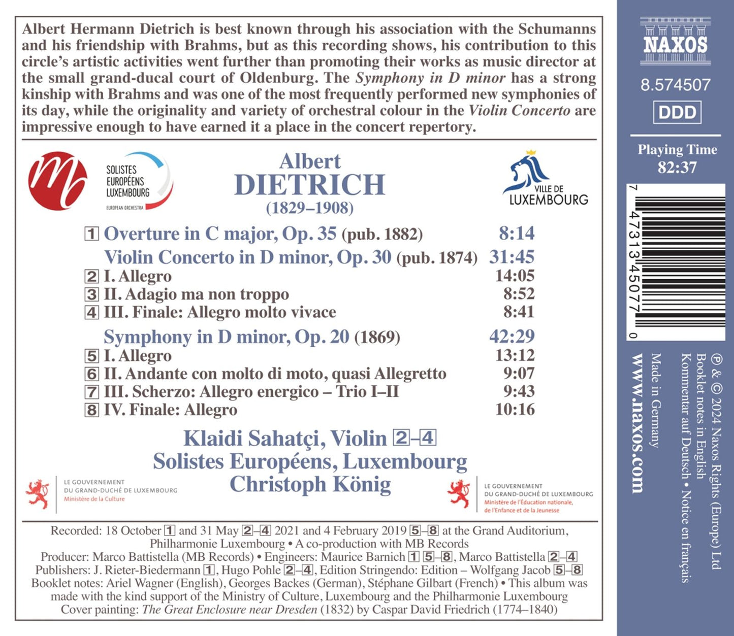 Dietrich: Violin Concerto; Symphony in D Minor