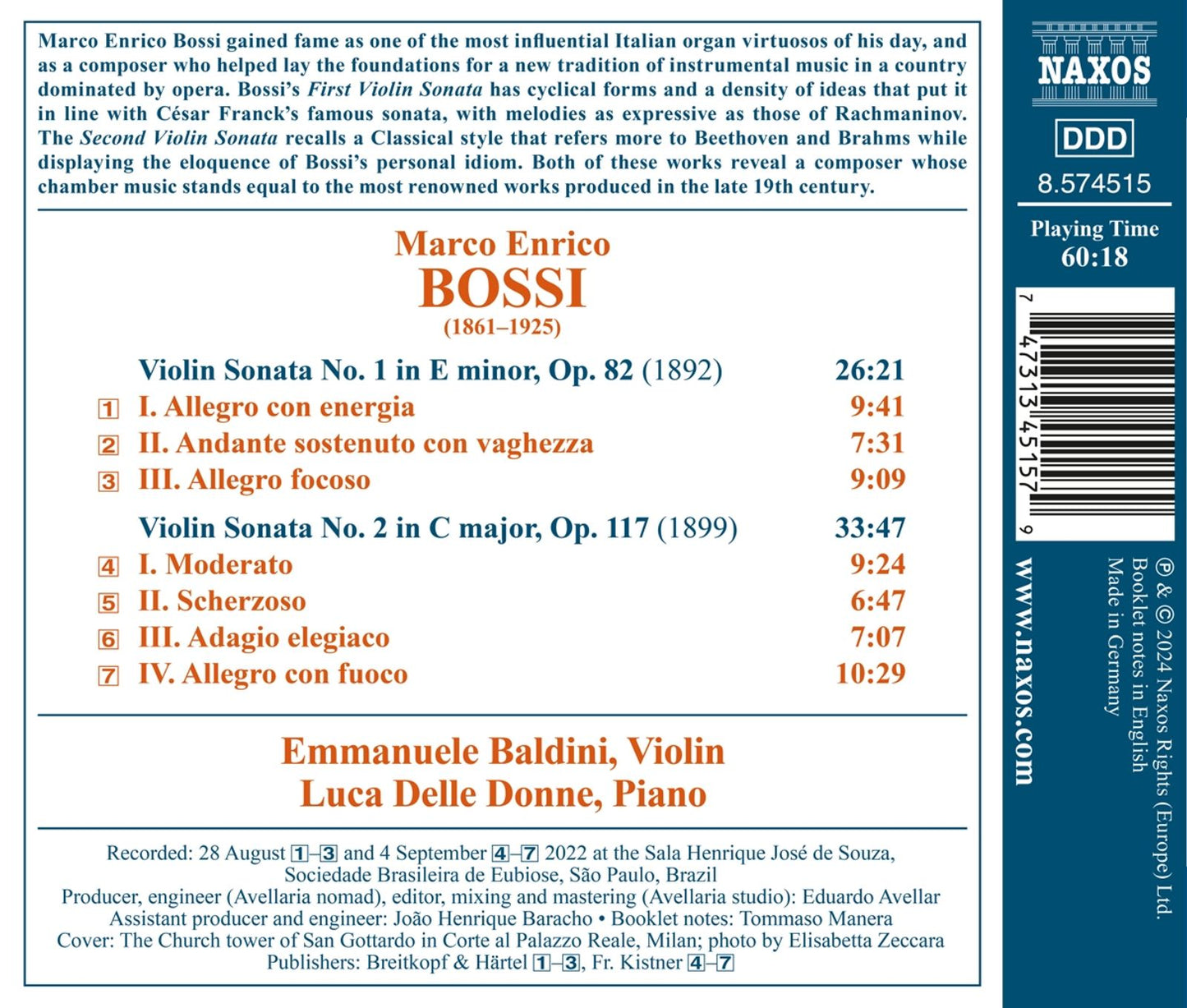 Bossi: Violin Sonatas Nos. 1-2