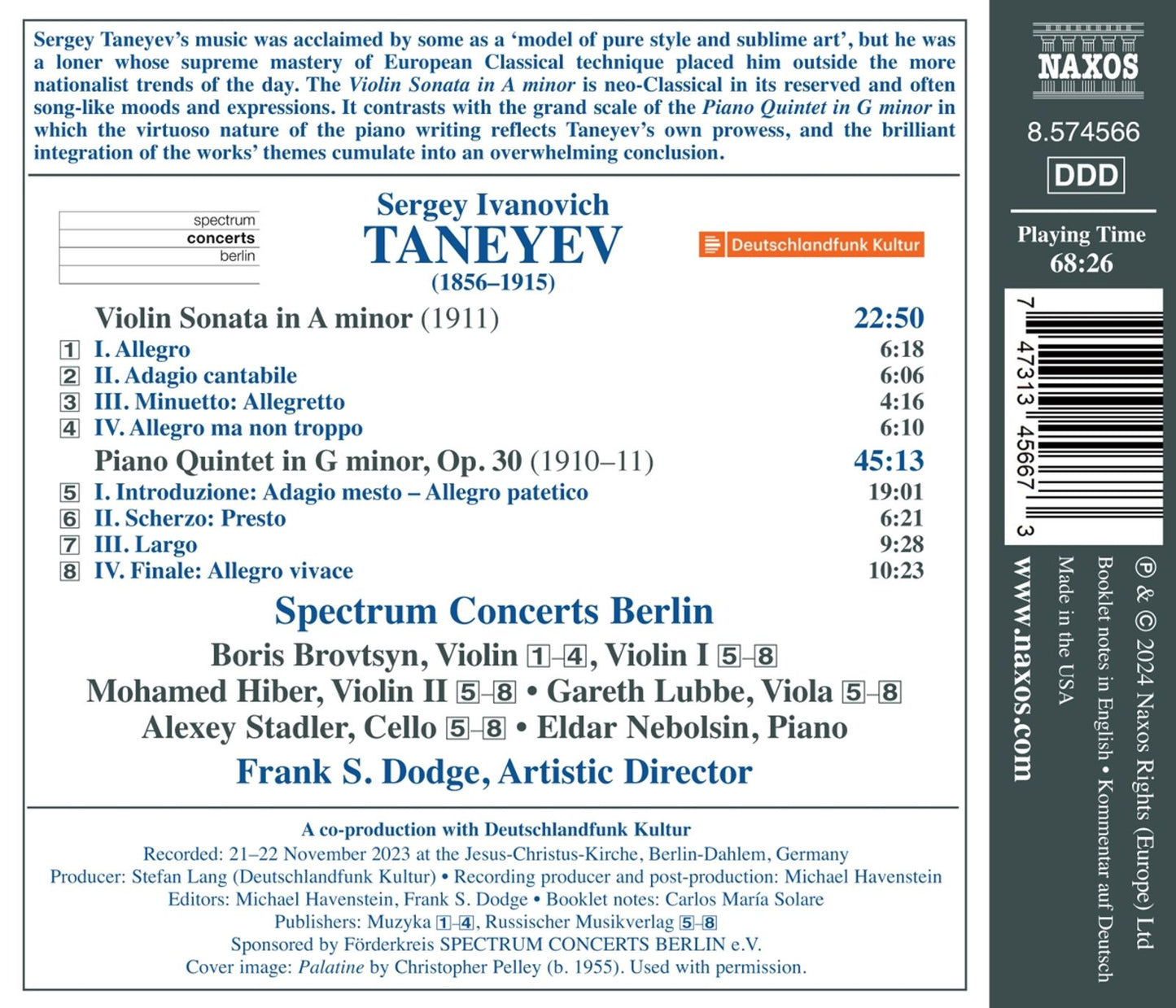 Taneyev: Violin Sonata; Piano Quintet, Op. 30