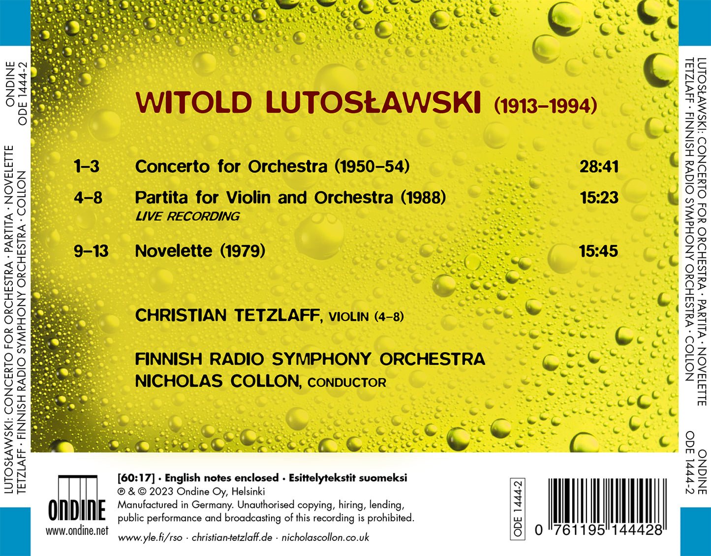 Lutoslawski: Concerto For Orchestra; Partita For Violin And  Christian Tetzlaff