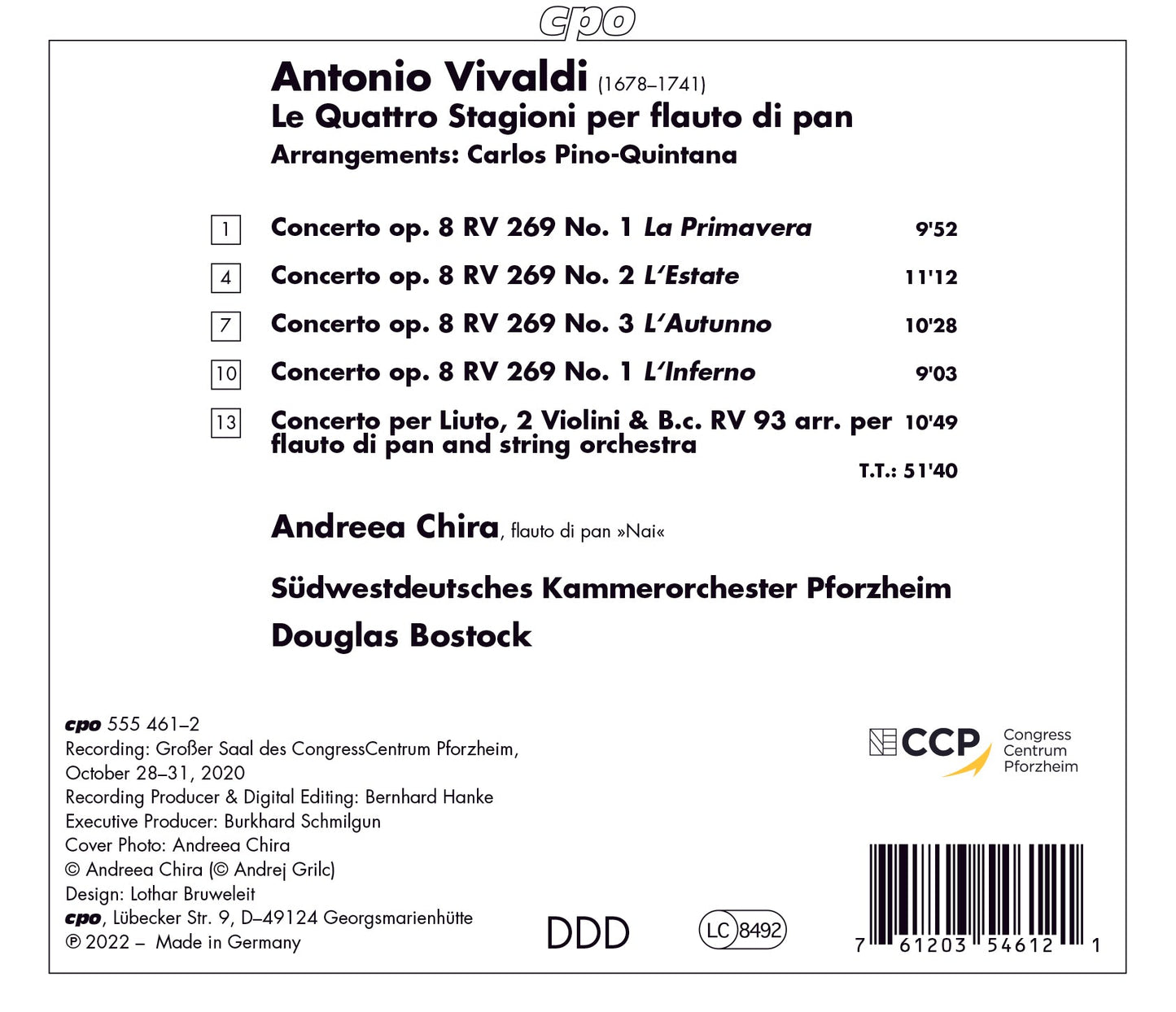 Vivaldi: Le Quattro Stagioni per flauto di pan