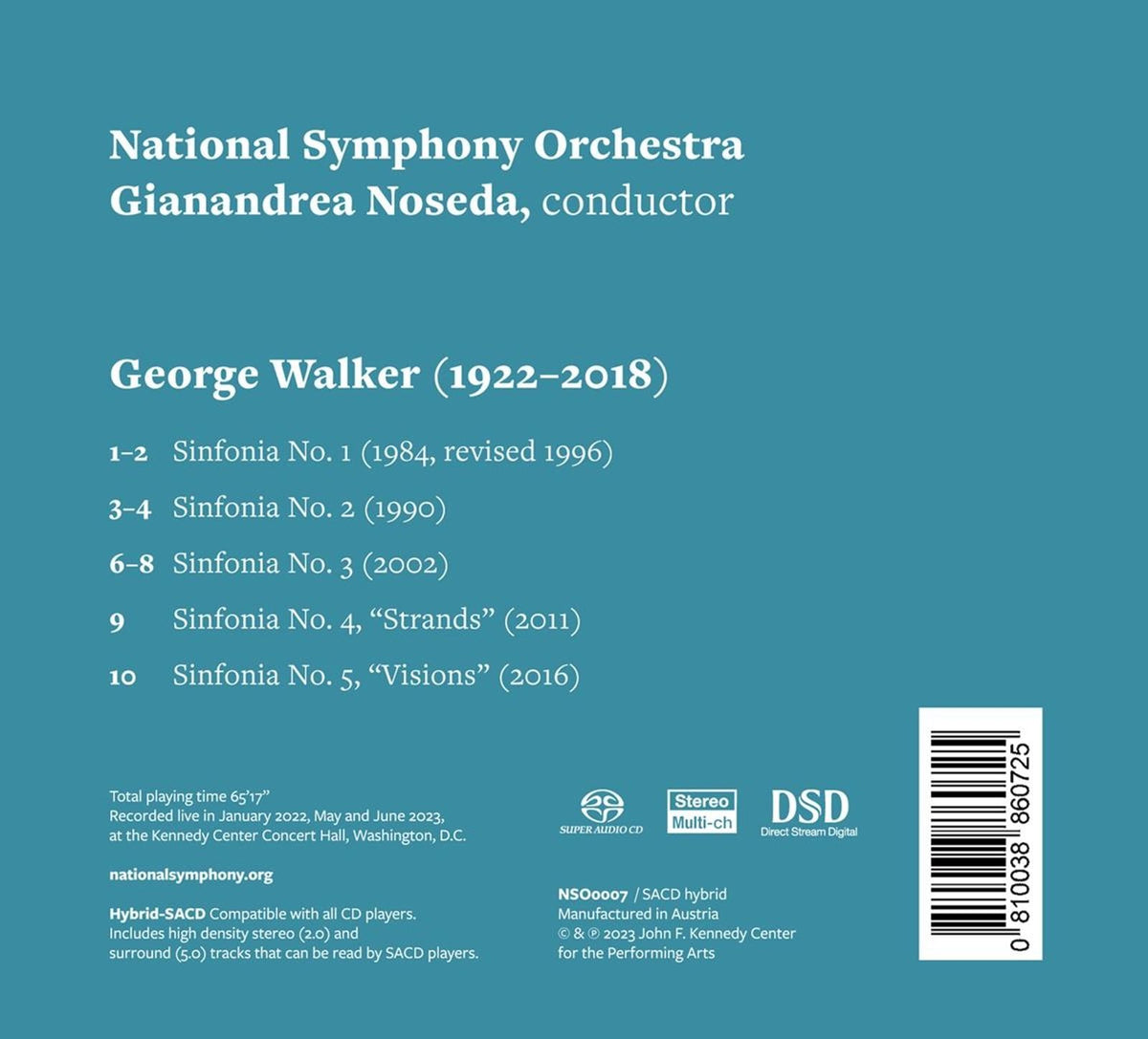 GEORGE WALKER: FIVE SINFONIAS