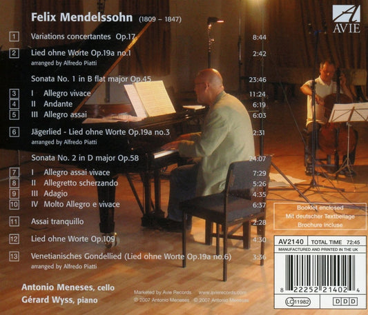 Mendelssohn: Cello Sonatas Nos. 1, 2 / Variations Concertant