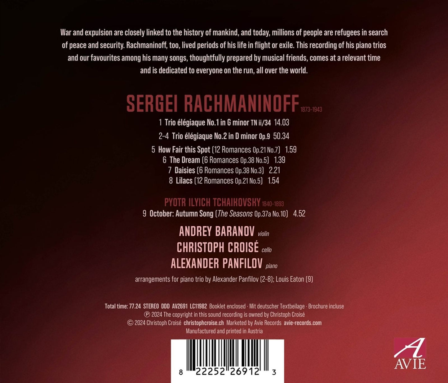 Rachmaninoff: Piano Trios Nos. 1 & 2; Romances Opp. 21 & 23