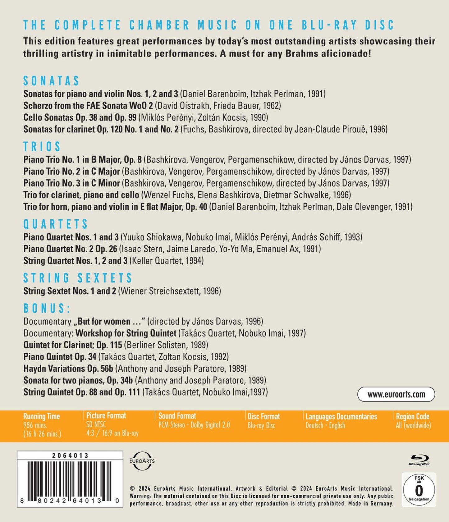 BRAHMS: COMPLETE CHAMBER MUSIC