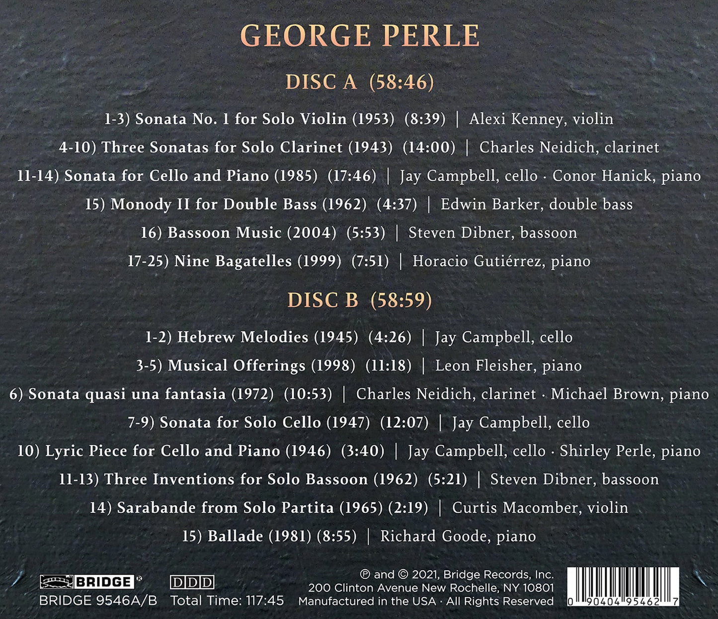 Perle: Solos & Duos  Alexi Kenney, Charles Neidich, Jay Campbell, Conor Hanick, Edwin Barker, Steven Dibner, Horacio Guti