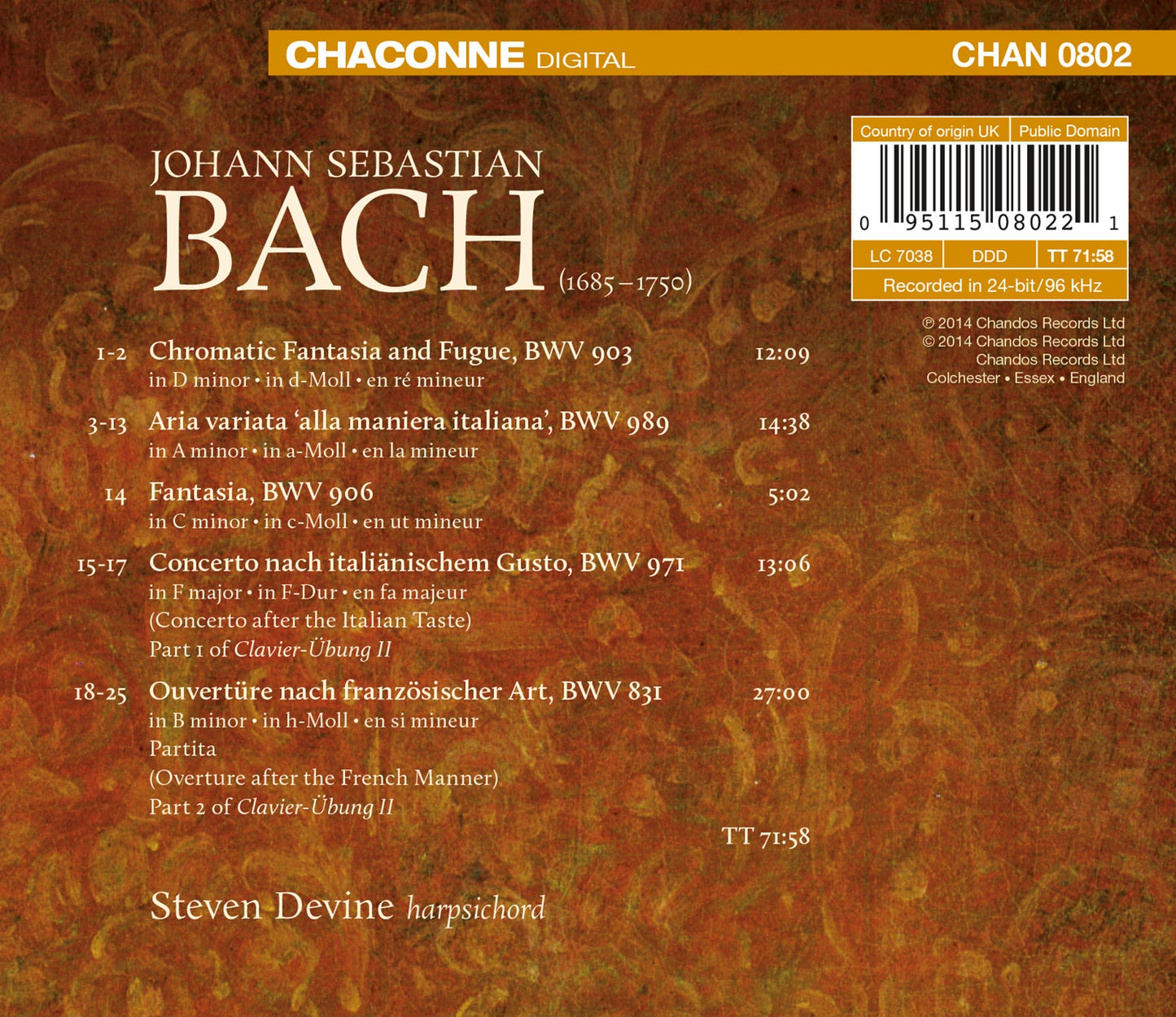 Bach: "Italian" Concerto, "French" Overture & Other Works fo