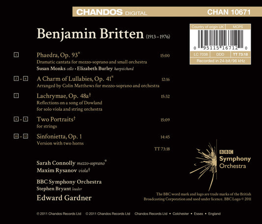 Britten: Phaedra - A Charm of Lullabies - Lachrymae - Two Po