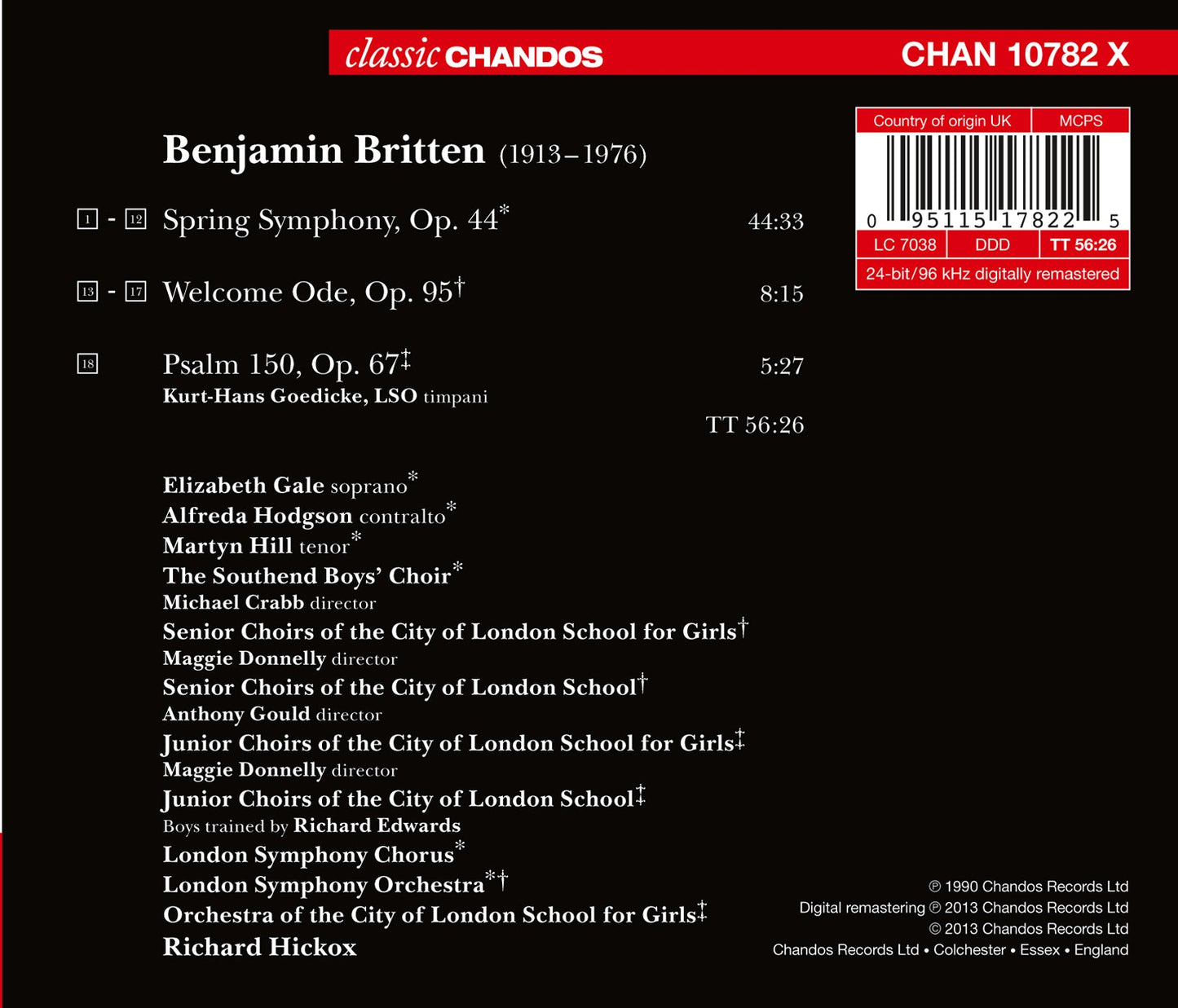 Britten: Spring Symphony - Welcome Ode - Psalm 150