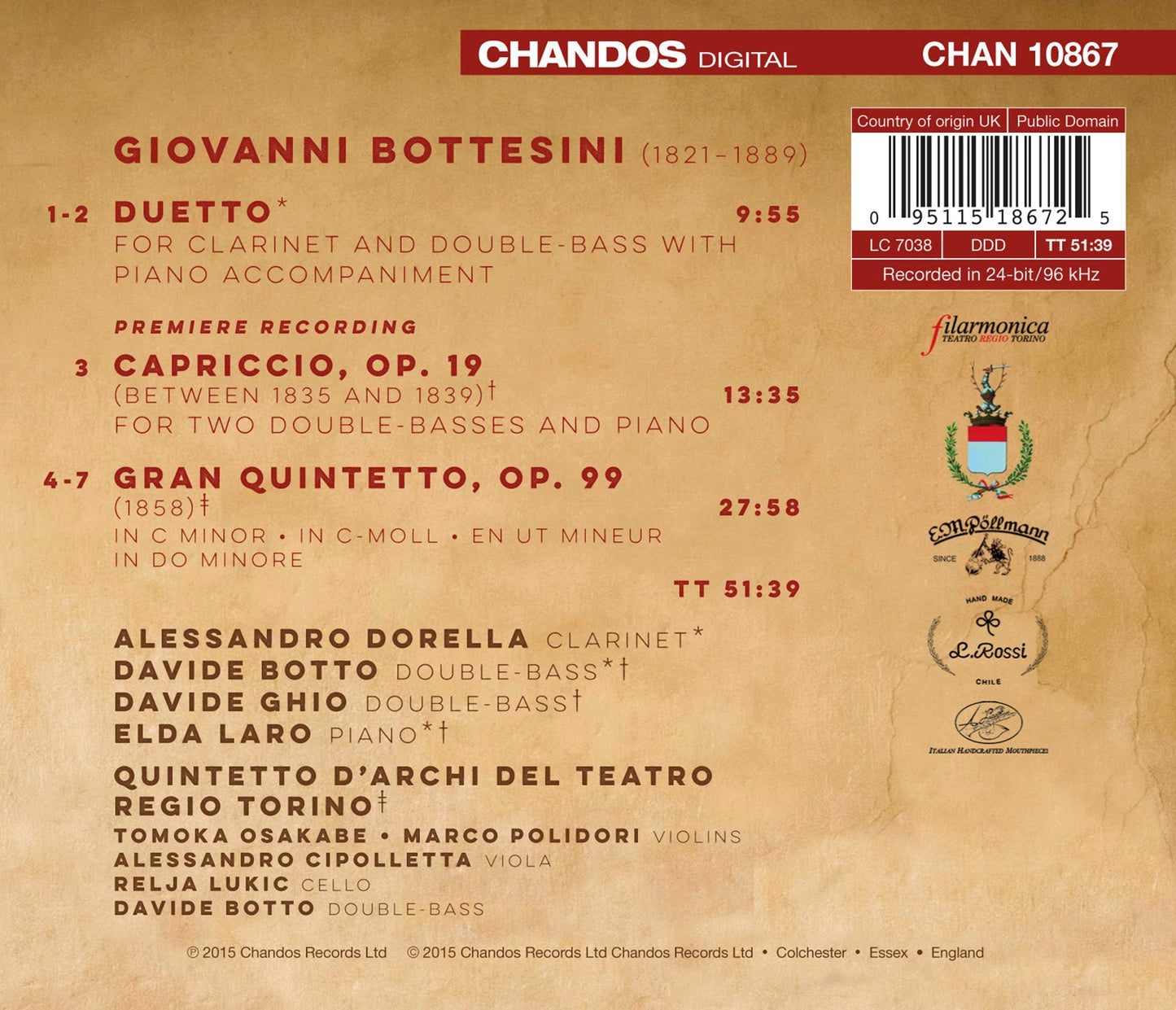 Bottesini: Duetto, Capriccio & Gran quintetto