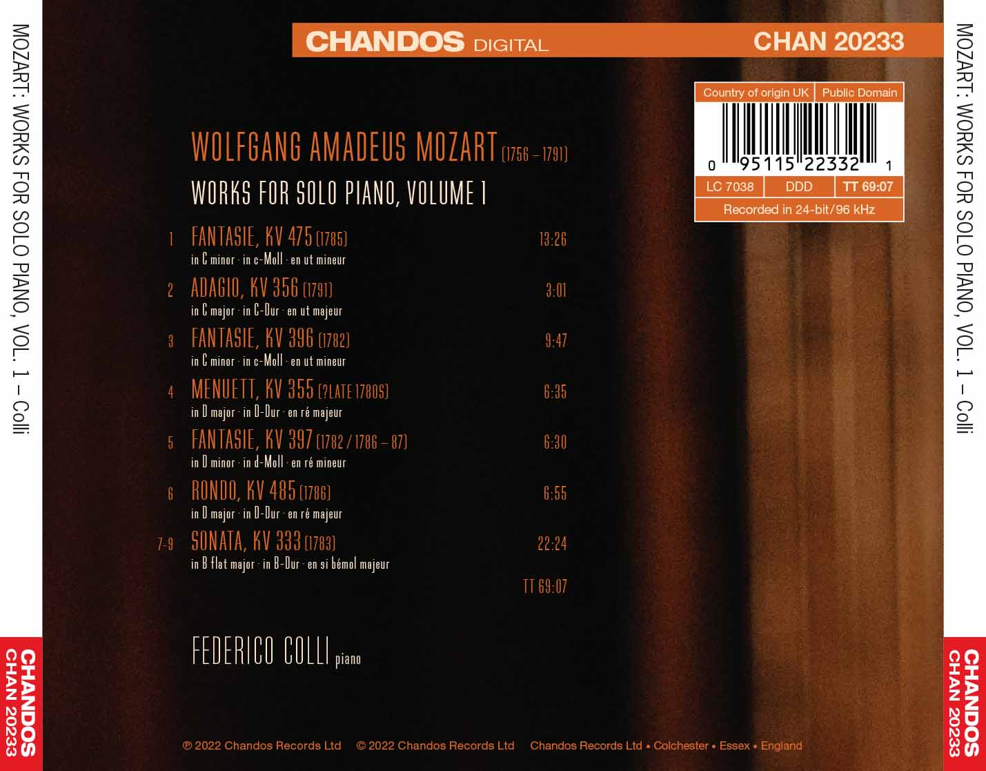 Mozart: Works For Solo Piano, Vol. 1