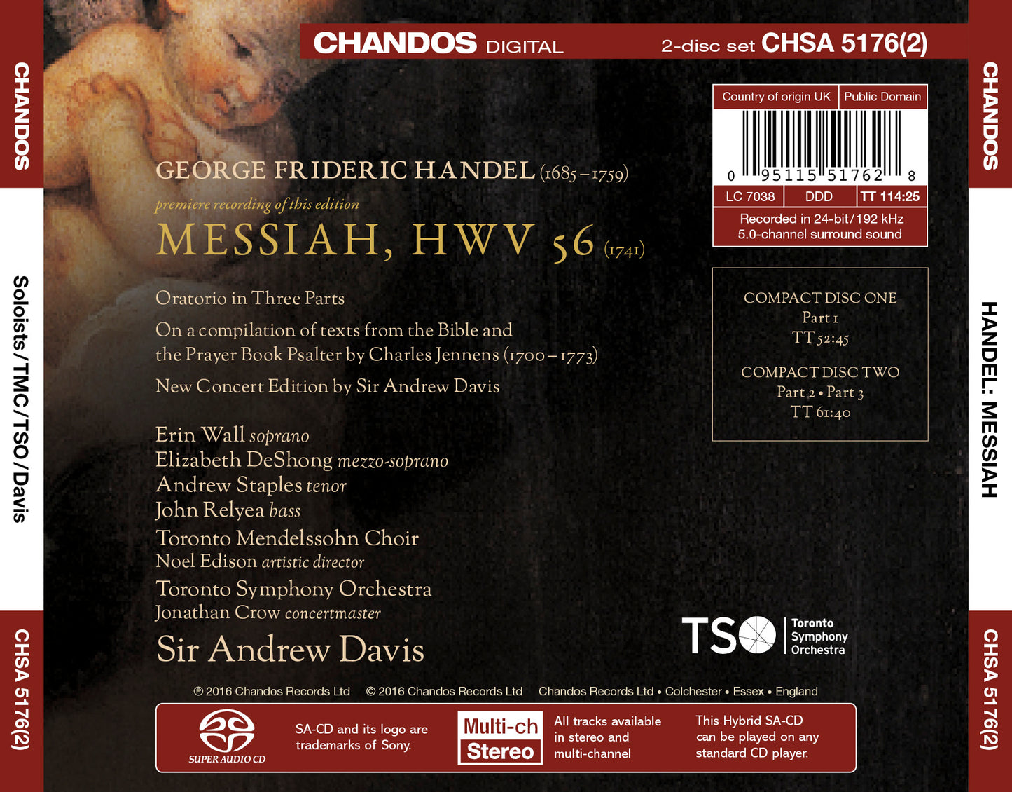 Handel: Messiah, HWV 56 / Toronto Mendelssohn Choir; Toronto SO [2 CDs]