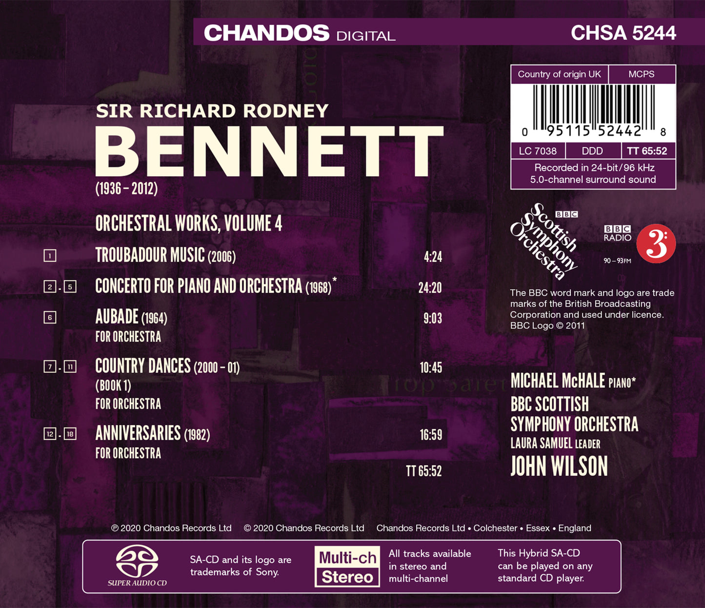 Bennett: Orchestral Works, Vol. 4 / John Wilson