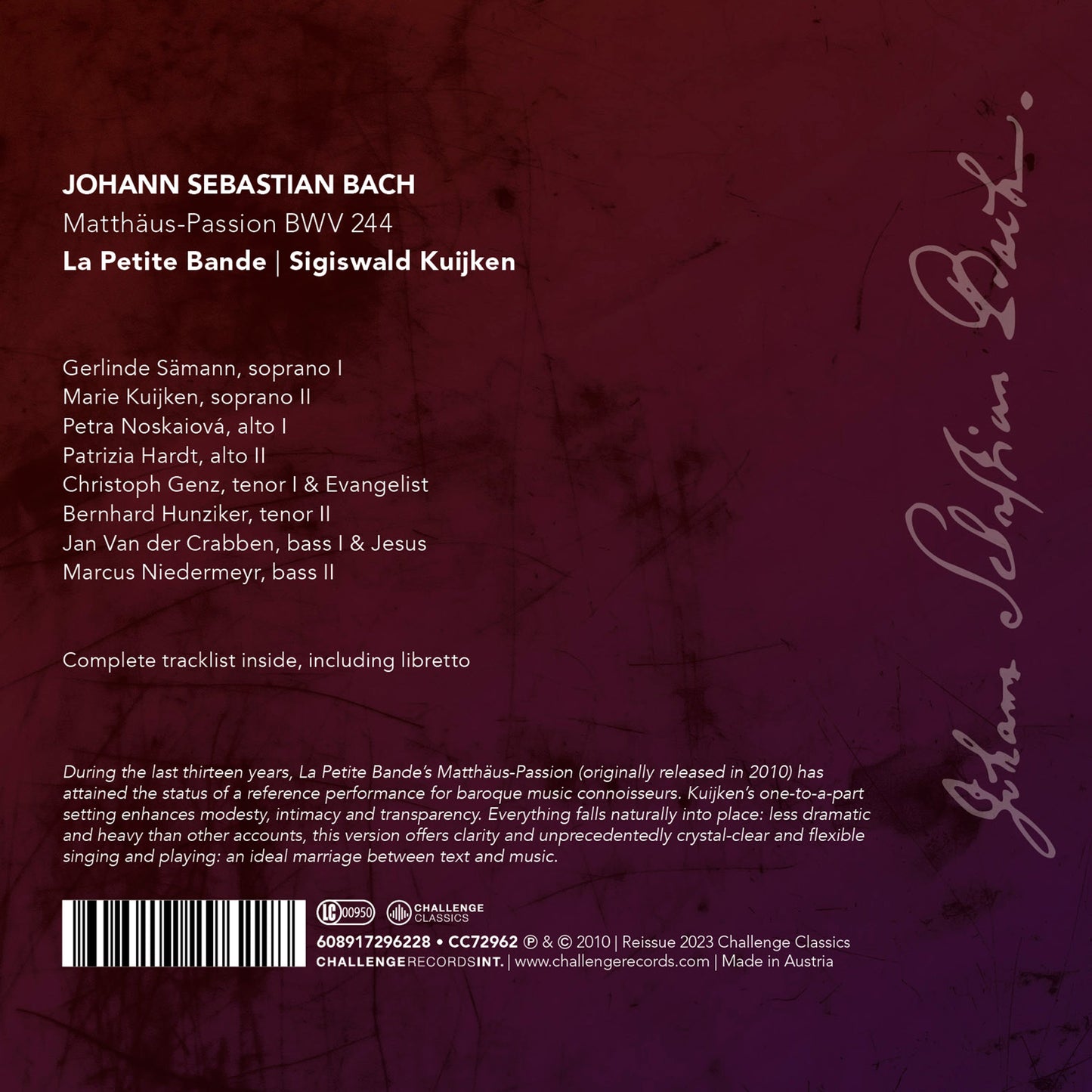 J.S. Bach: Matthaus-Passion, BWV 244 (reissue)